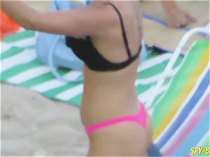 pinkish bikini fledgling topless spycam Beach chicks