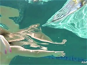 huge-chested blondes Alix and Cherie go bony dipping