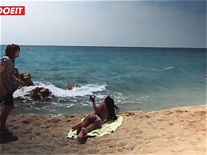 LETSDOEIT - scorching ebony teenage romped rock-hard At The Beach